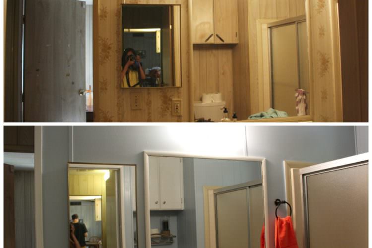 Before and after bathroom mirror